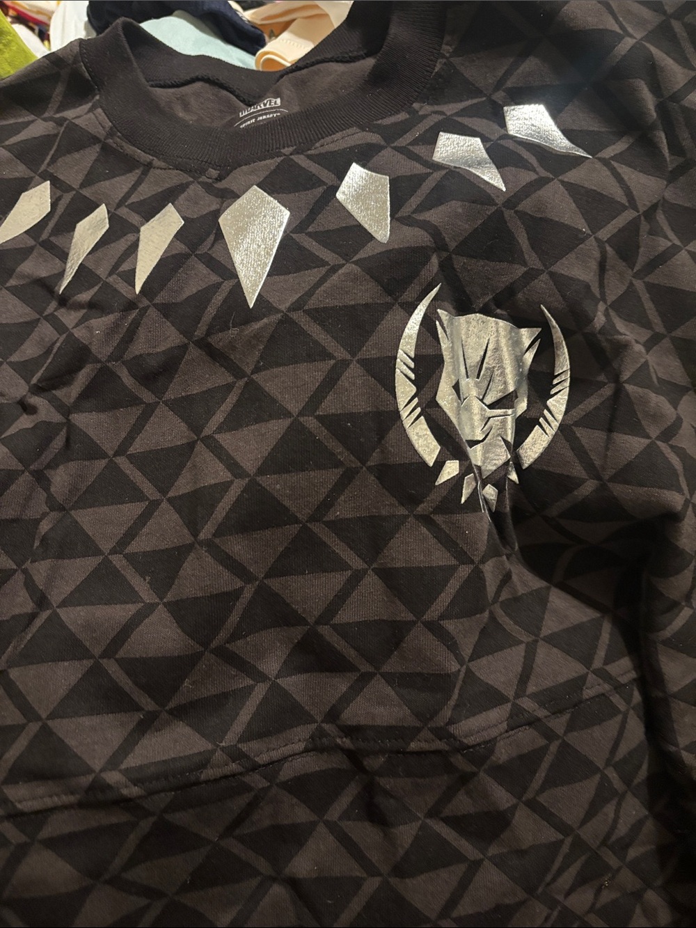 Disney Black Crewneck Sweatshirt with Silver Geometric Accents